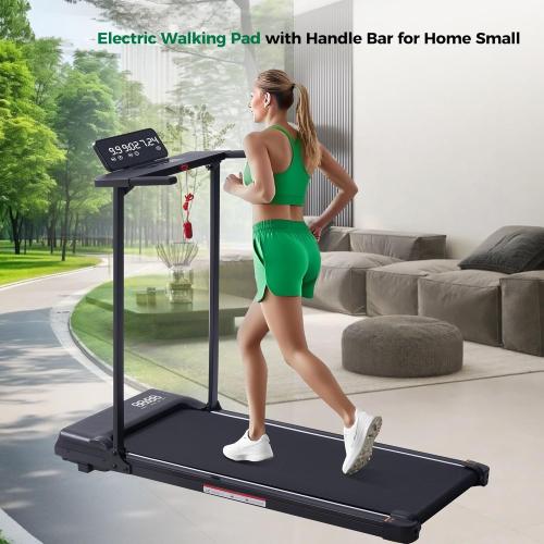 Compact Walking Pad with Handle Bar, Electric Treadmill with Handles and 3.5HP Powerful Motor, Portable Small Walking Pads Treadmill for Home Small Spaces,400LBS Weight Capacity