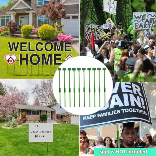 Lightweight Yard Signs Stakes Protest Sign Holders,Parades Slogan Poles, Warning Signs Support Placards with Handle for Grand Ceremonies,Sale,Vote, Sports, Airport Pick Up, Pack 10 (Set A)