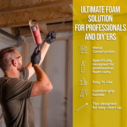 AWF PRO Spray Foam Gun 40 Long Nozzle, High Precision, Adjustable Flow Control, Adjustable Swivel Tip, Contractor-Grade Pro Applicator for Insulating Foam Sealant