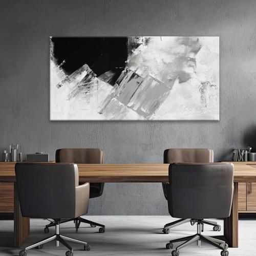 TAIJXAGSG Abstract Wall Art Painting Modern Grey Wall Decor Living Room 24 X 48 Canvas Art Wall Decor Black White Wall Art Canvas Prints Artwork For Bathroom Kitchen Office Decoration