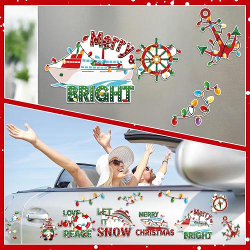 Capoda 16 Pcs Christmas Cruise Door Magnets Merry Christmas Magnets Decorations Winter Holidays Magnetic Stickers for Car Ship Xmas Holiday Refrigerator Metal Door Garage Car Decor(Light Bulb)