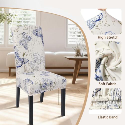 SearchI Dining Room Chair Covers Set of 6, Stretch Printed Parsons Chair Slipcovers Spandex Removable Washable Kitchen Chair Protector Cover for Dining Room, Hotel, Ceremony (Butterfly Pattern)
