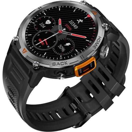 EIGIIS Military Smart Watch for Men Tactical Rugged with Bluetooth Call Flashlight 1.45'' Big Screen Fitness Tracker Heart Rate Sleep Monitor Waterproof Sports Smartwatch iPhone Android Black