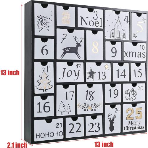 SUNGIFT Christmas Wooden Advent Calendar Boxes with 25 Drawers and Numbers to Fill 2025, DIY Countdown Advent Calendar Decoration Xmas Gift for Kids, Adults, Family, Friends