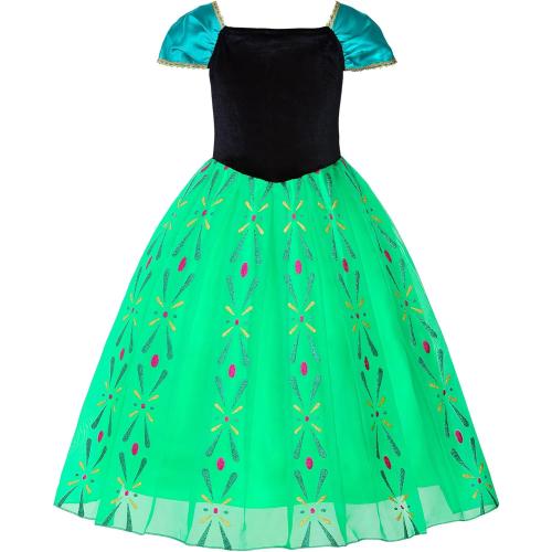 Girls Princess Costume Dress up Green, with Accessories，120