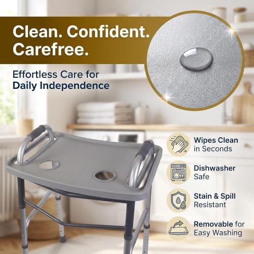 Walker Tray for Folding Walker with Cup Holders, Non-Slip Mat & Bag - Adjustable Universal Plastic Food Table for Seniors - Detachable Guardian Accessories - Removable Walker Trays for rolling walker