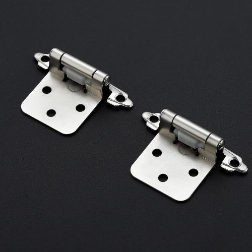 Ravinte 30 Pack (15 Pairs) 1/2 inch Overlay Cabinet Hinges, Self-Closing Semi-Concealed Face Mount, Satin Nickel Decorative Hardware with Door Bumpers for Kitchen & Cupboard Doors, Silver