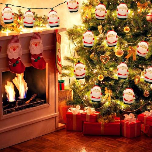 10 Light Santa Head Light Set - 8.5Ft Christmas Santa Claus Decorations String Lights with 10 Santa Claus Decorations Lights, Santa Claus Novelty Fairy Lights for Party Kid's Room Xmas Tree Decor