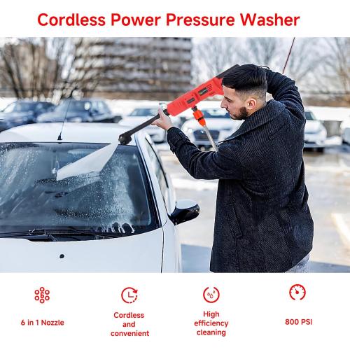 Cordless Pressure Washer for Milwaukee M18 Battery, 800 PSI Portable Power Washer with 6-in-1 Nozzle, 1.0 GPM Foam Cannon Power Pressure Washer for Car Floor Fence Wall Cleaning (Battery Not Included)