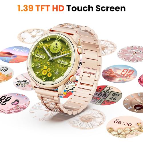 Hwagol Smart Watches for Women Android Phones iPhone Compatible(Bluetooth Call),1.39'' Round Fitness Tracker Heart Rate/SpO2/Sleep Monitor,100 Sport Modes Pedometer