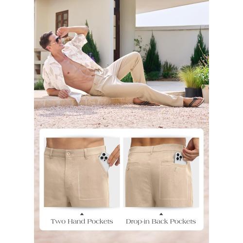 Size 30-32 Willit Men's Linen Pants Casual Linen Dress Pants Beach Summer Lightweight Trousers