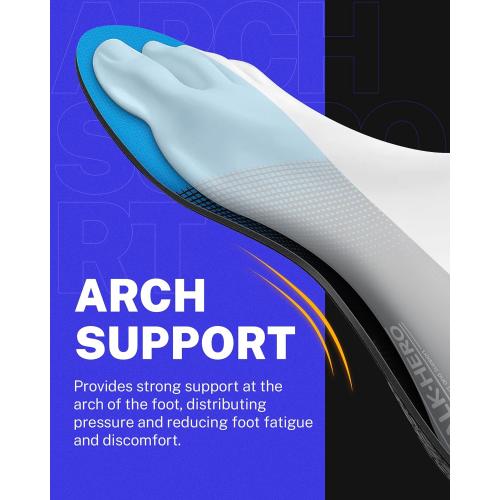 Walkhero Plantar Fasciitis Pain Relief Insoles High Arch Support Orthotic Shoes Inserts, Relieve Flat Feet and Foot Fatigue (Mens 6-6 1/2 | Womens 8-8 1/2, Blue)