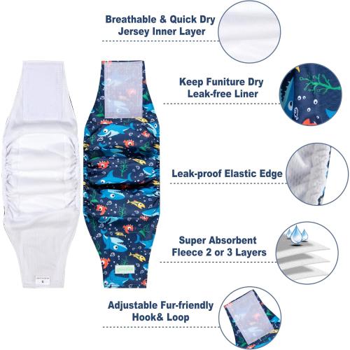 wegreeco Small Dog Diapers Male,Reusable Belly Bands for Male Dogs,Washable Doggie Puppy Diapers Wraps,Medium Large Size(5 Pack Small)