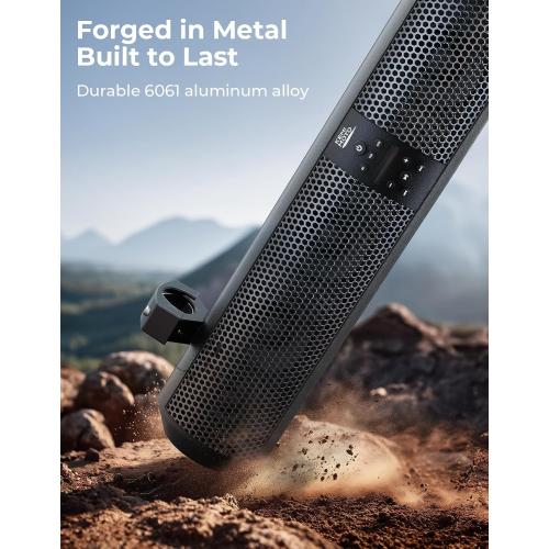 KEMIMOTO UTV Sound Bar 28 Inch ATV Soundbar 4X Subwoofers LED Party Lights Bluetooth Golf Cart Sound Bar 2X Tweeters Compatible with Polaris RZR Can-Am X3 Defender CFMOTO for 1.56- 2.25 Roll Cage