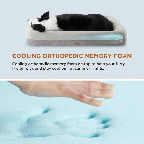 Lesure Memory Foam Dog Bed - Orthopedic Dog Bed Washable for Large Dogs Made with CertiPUR-US® Certified Foam, Bolster Pet Bed with Removable Washable Cover and Waterproof Lining, Grey