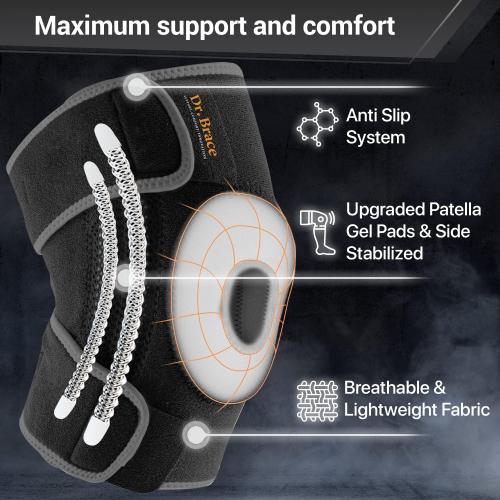 Size M DR. BRACE ELITE Knee Brace with Side Stabilizers & Patella Gel Pads for Maximum Knee Pain Support and fast recovery for men and women-Please Check How To Size Video (Mercury, Medium)