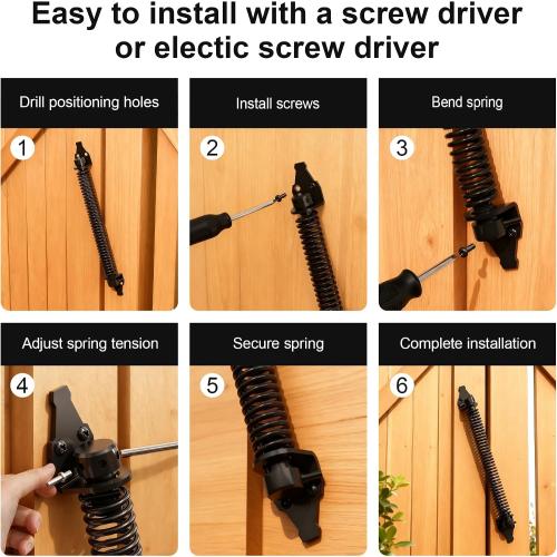 skysen 14 Fence gate Spring self Closing and Adjustable for Wooden or Vinyl Fence,Carbon Steel,Black(gate spring-14)
