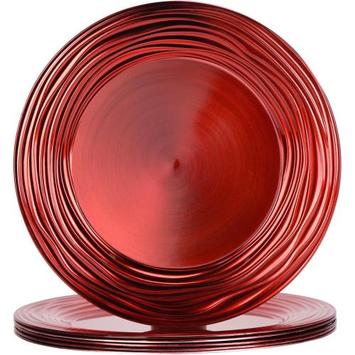 13 Inch Round Charger Plates, Set of 6, Dinner Chargers Bulk Wedding (Red)