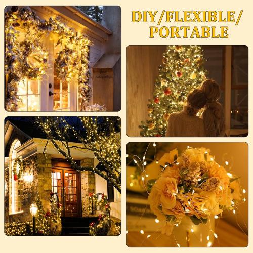 Timer Flashing Led String Fairy Light,2 Pack Mini Battery Powered Copper Wire Starry Lights,Battery Operated Christmas Lights for Bedroom,Parties,Wedding,Gift Decoration(5m/16ft Warm White)
