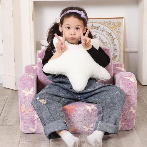 Toddler Couch, 2-in-1 Kids Soft Couch Fold Out with Star Pillow, Foldable Sofa to Lounger, Medium, Butterfly Glow in The Dark