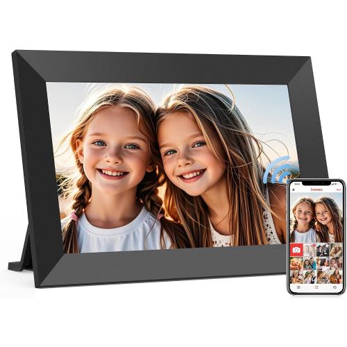 Frameo 10.1 Inch WiFi Digital Picture Frame, Smart Cloud Electronic Photo Frame with HD IPS Touch Screen Slideshow 32GB Memory Auto-Rotate Wall Mount, Share Photos/Videos from Phone by Frameo App