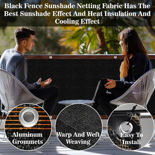 Fence Privacy Screen - RAINFLOW 3'X10' Black Privacy Fence Screen Outdoor Shade Balcony Decor Plastic Mesh Fence Panels Cover Porch Screen Balcony Covers for Apartments,Deck,Backyard,Pool Wall