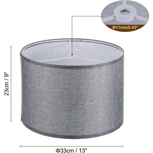 PATIKIL Drum Lamp Shades, 13x13x9 Linen Round Lamp Shade for Table Lamps Easy Assembly Lampshade for Table Lamps Floor Lamps Bedside, Gray