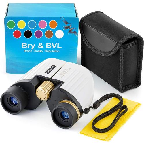 Binoculars for Kids - High Resolution, Shockproof, Compact - 8X22 Kids Binoculars for Bird Watching, Best Toys for Boys, Girls - Real Optics Set for Outdoor Toddler Games - Detective, Spy Kid - White