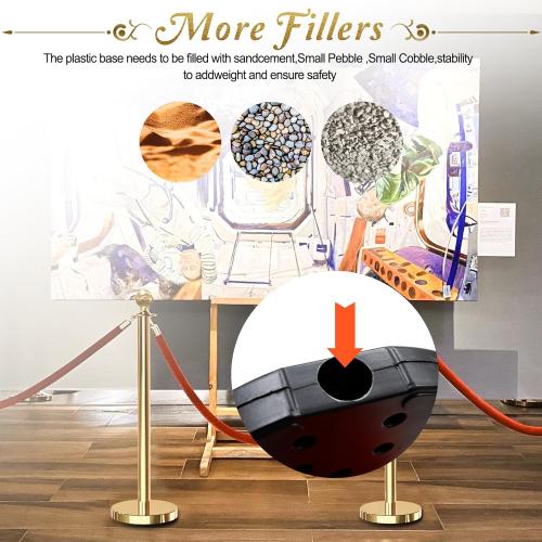 6PCS Gold Stanchions Posts with 4PCS 5 ft Red Velvet Rope, Red Velvet Rope Stanchion Set Crowd Control Barriers, Stanchions and Velvet Ropes Red Carpet Poles for Party Supplies