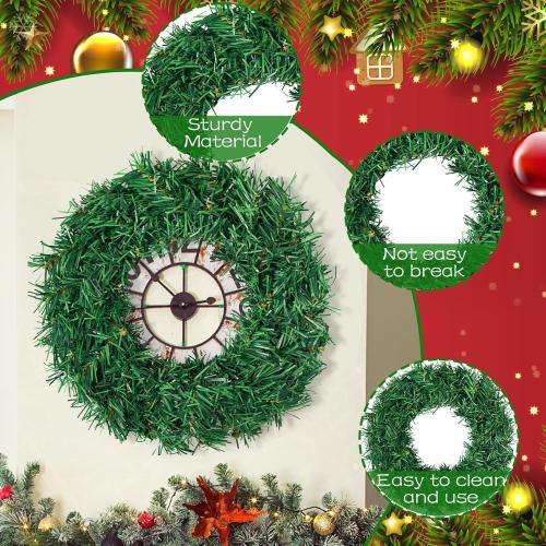 8 Pcs Christmas Wreath 10 Inch Green Artificial Wreaths DIY Faux Plain Wreaths Front Door Green Farmhouse Cabinets Wreath Indoor Outdoor Wall Decor(Fresh)