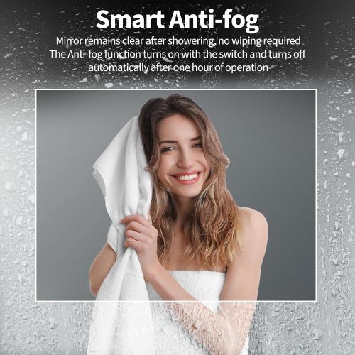 Koonmi 40x30 LED Mirror for Bathroom, 90CRI Anti-Fog Vanity Mirror with Front and Backlight, Shatter-Proof Wall Mirror with Light, Easy Install Lighted Mirror for Modern Bathroom (IP65)