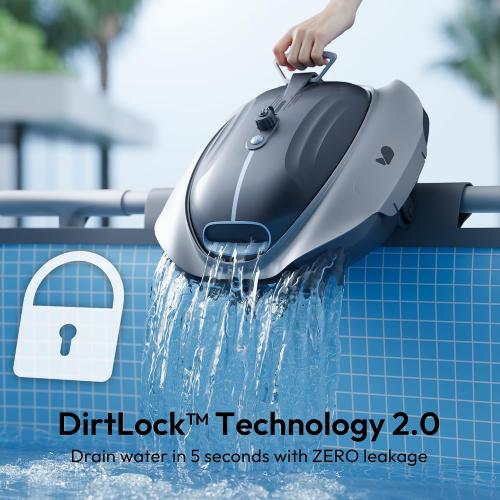 (2026 New) Bubot 300P Cordless Pool Vacuum for Above Ground Pool, Robotic Pool Cleaner with Bluehole Suction, DirtLock 2.0, Dual Filters for Above-Ground Flat Pools up to 850 Sq.Ft. Obsidian