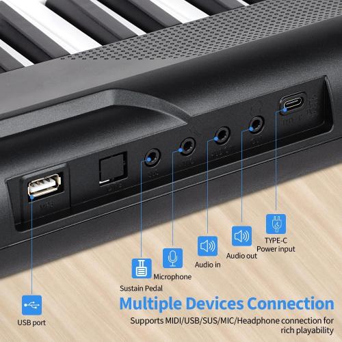 88 Key Digital Piano, Semi Weighted Electronic Keyboard Piano with Music Stand, Power Supply, Bluetooth, MIDI, for Beginner Professional at Home, Stage