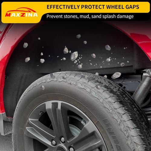 Rear Wheel Well Liners Compatible with 2021-2025 Ford F150 (Not for Raptor) Rear Wheel Arch Liners No Drilling Well Guards Tire Inner Fenders for 2024 F-150 Replacement Accessories (2PCS)
