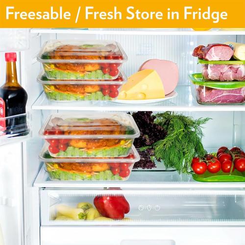 Set of 100  Size 24oz Disposable Food Containers, Meal Prep Food Reusable Plastic Bento Lunch Box with Lid, BPA Free, Microwave/Freezer/Dishwasher Safe Bento Soups Box