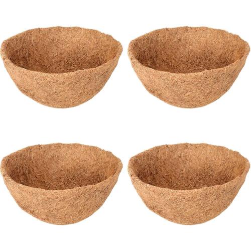 Halatool 4PCS 14 Inch Coconut Liners for Planters Round Hanging Basket Liners 100% Natural Replacement Coconut Fiber Liner for Garden Flower Pot Vegetables Herbs