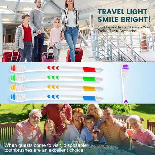 Navona Set of 150 PCS Individually Wrapped Bulk Toothbrush Pack, Disposable Soft Bristle for Adult or Kid, Ergonomic Handle, Perfect for Travel, Hotel, Donation
