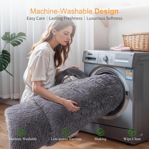 Thick Area Rug Grey Fluffy Shag 3x5 for Bedroom, Ultra Soft Plush Fuzzy Washable Throw Carpet, Modern Non Slip Cozy Furry Shaggy Rug for Living Room Kids Baby Nursery College Dorm
