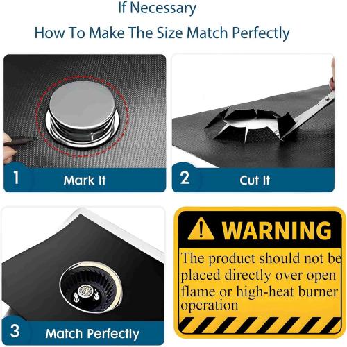 2 pcs Stove Cover For Whirlpool Gas Stove Protectors 4 Burners Model WFG320M0BS WFG320M0BB WFG320M0BW WFG320M0MW WFG320M0MS, Reusable Splatter Guard Protector Liner