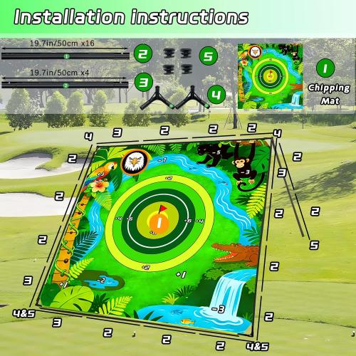Battle Golf Pong Game Set,80”x80” Large Chipping Mat with Club,Play Outdoor-Indoor Sticky Golf for Adults,Portable Backyard Target Game for Men Friends Family