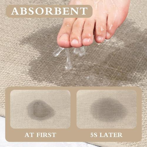 Bathroom Rugs Thin Bath Mat Sets 2 Pieces Quick Dry,Beige | Ultra Thin Absorbent Bath Rug Set for Bathroom,Low Pile,Machine Washable Rug for Toliet，Shower,（17x24 17x32）