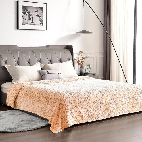 PLEASANT BOULEVARD | Leopard Throw Blanket Fleece, Premium Lightweight Cozy Warm Plush Microfiber Bedspread for Couch Sofa and Bed (Orange, Twin (60 x 80 inches))