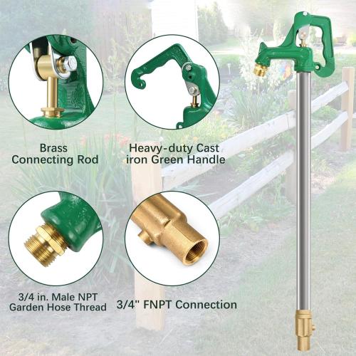Frost Proof Yard Hydrant,Freeze Proof Outdoor Faucet Frost Free Hydrant for Yard Garden Farm Pasture Irrigation,Water Faucet 3/4 Pipe Connection,4.25ft Total Length 24 Bury Depth