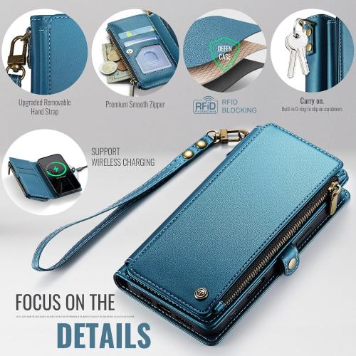 Defencase for iPhone 15 Wallet Case with RFID Blocking Card Holder, Blue
