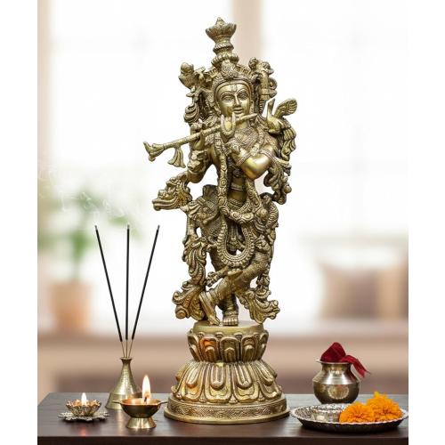 eSplanade - Brass Radha Krishna - Big Size - Brass Radha Idol Statue Sculpture  (Krishna Antique)