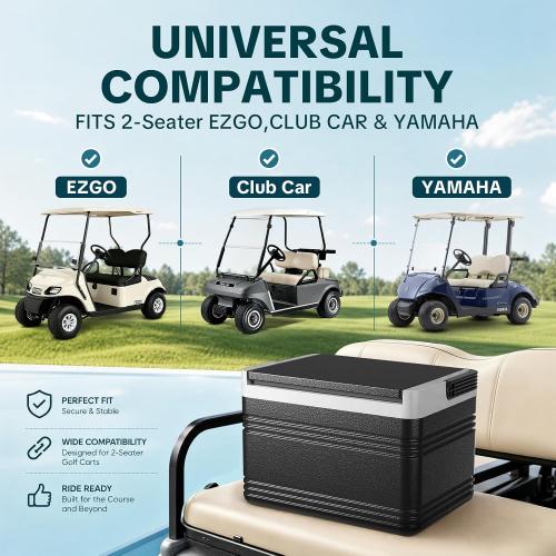 8L Golf Cart Cooler with Mounting Bracket Kit, Golf Cart Ice Chest for Club Car DS, EZGO TXT, and Yamaha G22/G29 Golf Carts, Portable, Long-Lasting Cooling, Easy to Install