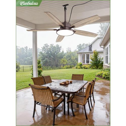 52 Outdoor Ceiling Fan with Light IP65 Outdoor Fans for Patio Waterproof