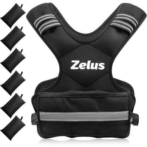 ZELUS Weighted Vest for Men and Women | 4-10lb/11-20lb/20-32lb Vest with 6 Ironsand Weights for Home Workouts | Adjustable Body Weight Vest Exercise Set for Cardio and Strength Training