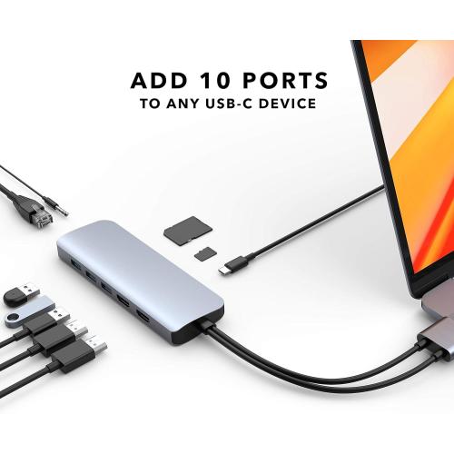 Docking Station, USB C Hub, TOTU 9 in 1 Triple Display Docking Station with Collage Display Mode, Dual 4K HDMI, VGA, 100W PD, 3 USB 3.0 and TF/SD Card Reader for MacBook Pro Air and Type-C Laptops