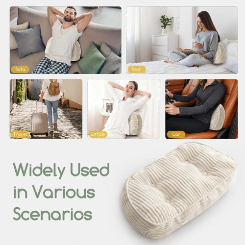 HIGOGOGO Lumbar Support Pillow for Recliner Chair/Accent Chair/Couch/Office Chair, Tufted Corduroy Back Support Cushion for Elderly, Recliner Cushions for Back Rest, Pain Relief, Reading, Beige